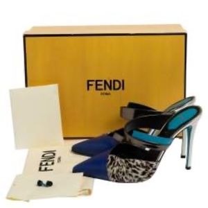 Fendi Multicolor Leather And Calf Hair Roma Sandals